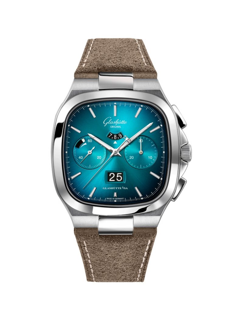 Glashtte Original 1 37 02 06 02 35 Seventies Chrono PD turquoise front RGB 17cm