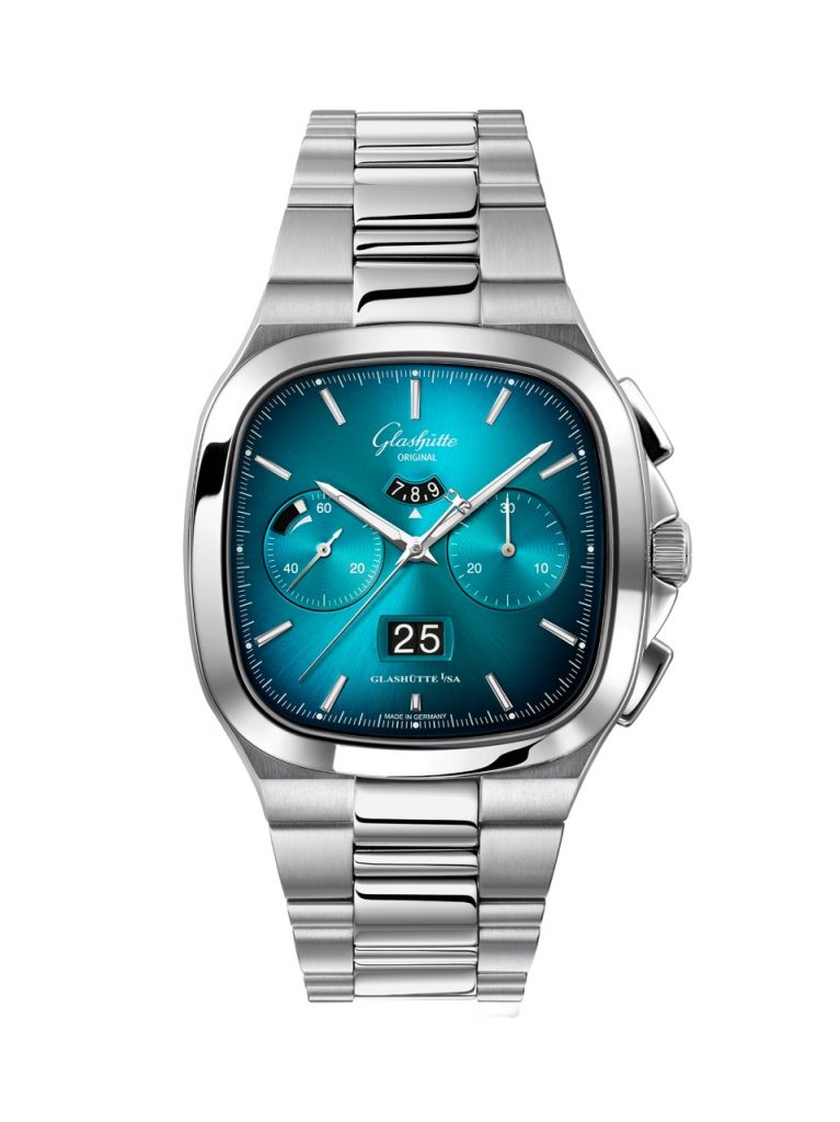 Glashtte Original 1 37 02 06 02 70 Seventies Chrono PD St turquoise front RGB 17cm
