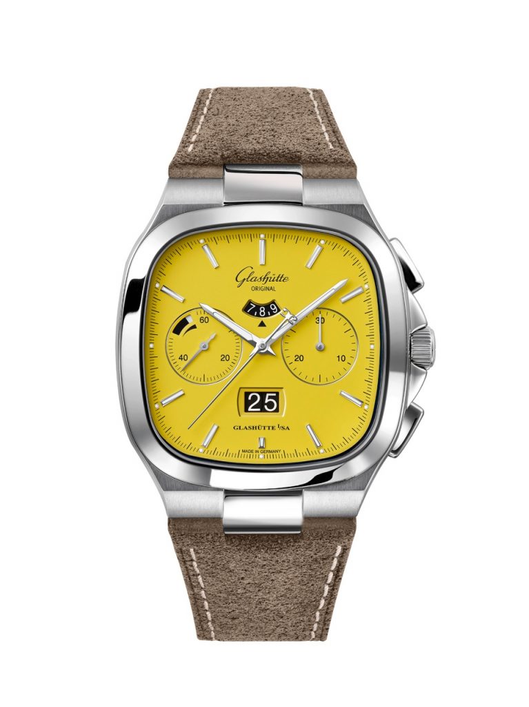 Glashtte Original 1 37 02 07 02 35 Seventies Chrono PD yellow front RGB 17cm
