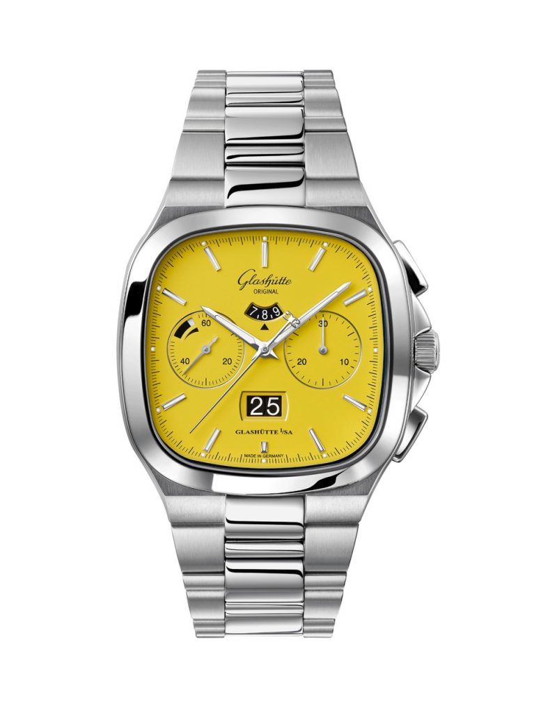 Glashtte Original 1 37 02 07 02 70 Seventies Chrono PD St yellow front RGB 17cm