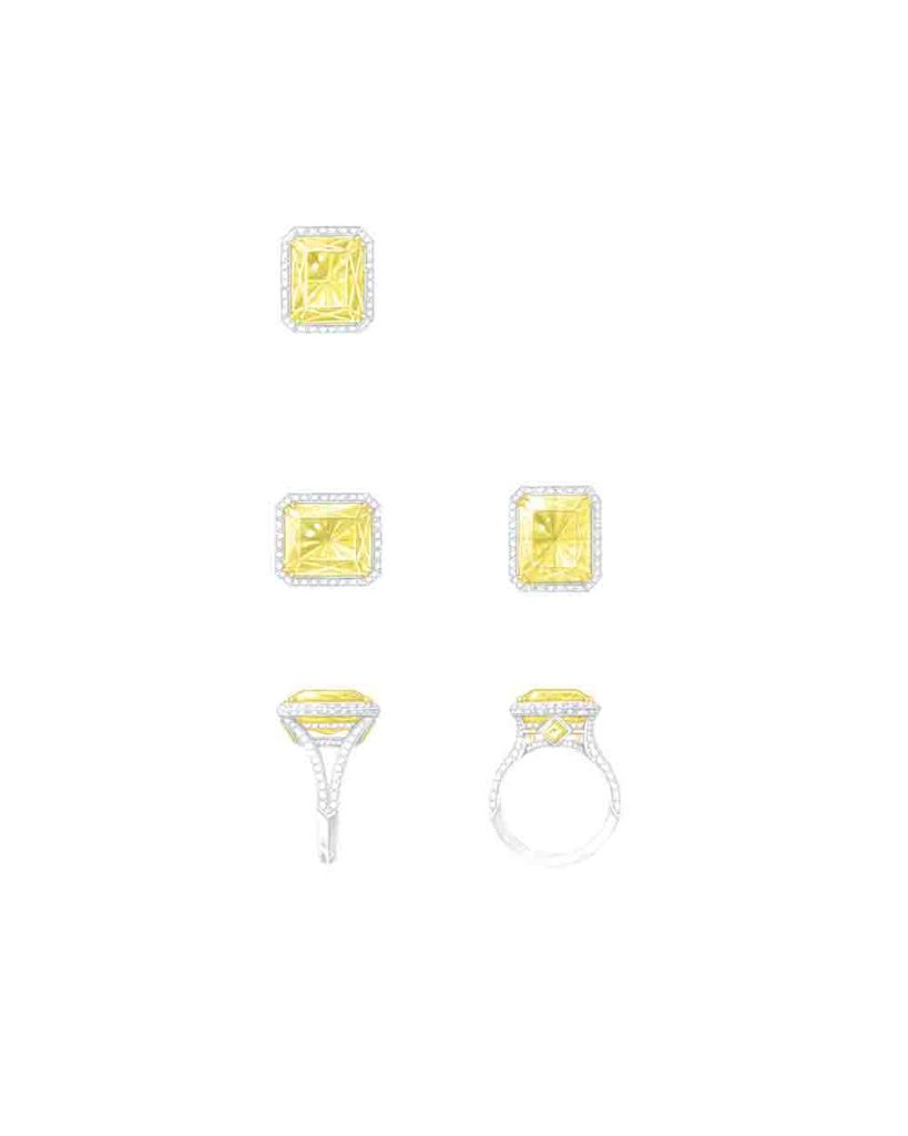 PIAGET Extraordinary Light 系列〈幸福光芒〉濃彩黃鑽頂級珠寶項鍊 G37R6100 主石轉為戒指草圖 819x1024 1