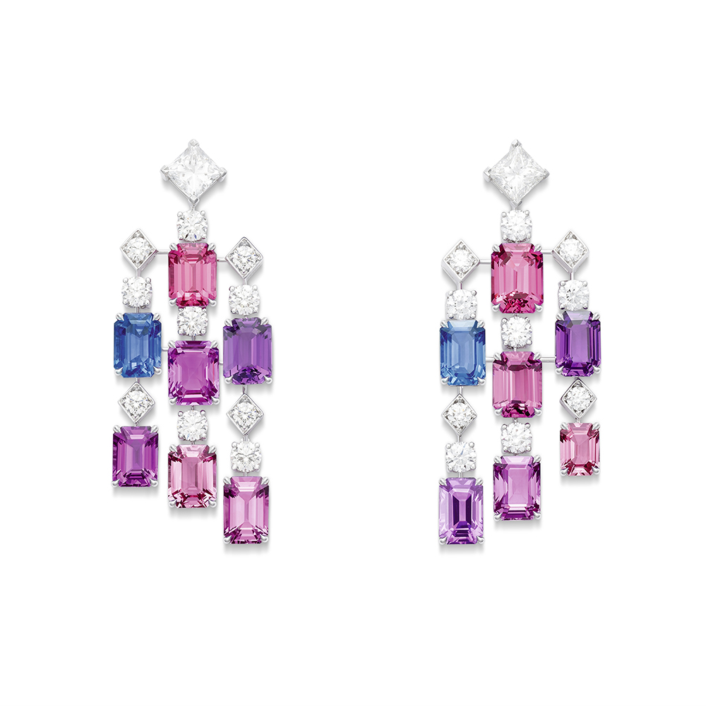 PIAGET Extraordinary Light 系列〈朦朧暮光〉彩色藍寶石頂級珠寶耳環 G38R6000 1