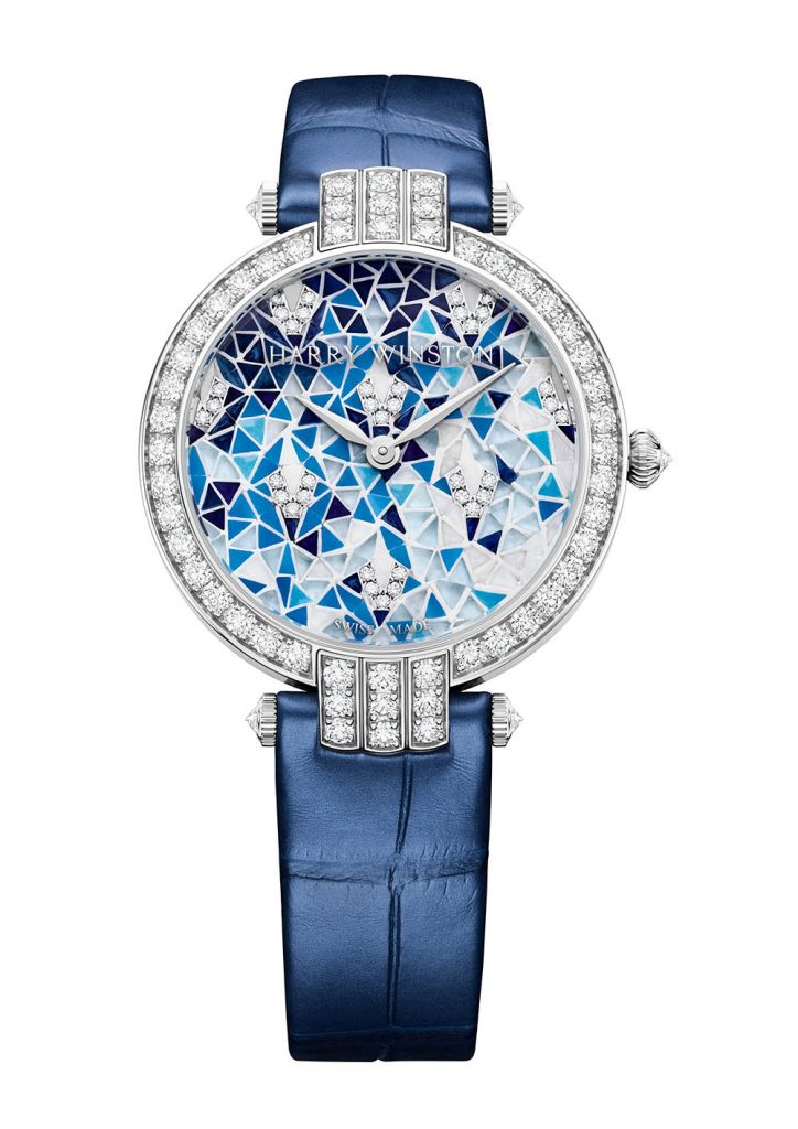 海瑞溫斯頓卓時Premier系列 Precious Micromosaic 36mm自動腕錶 藍色18K白金
