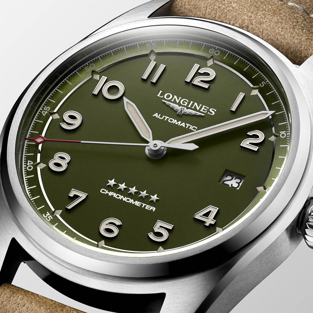 Longines 浪琴表 Spirit 先行者系列綠色面盤皮革錶帶腕錶L3.810.4.03.2 建議售價69200 6