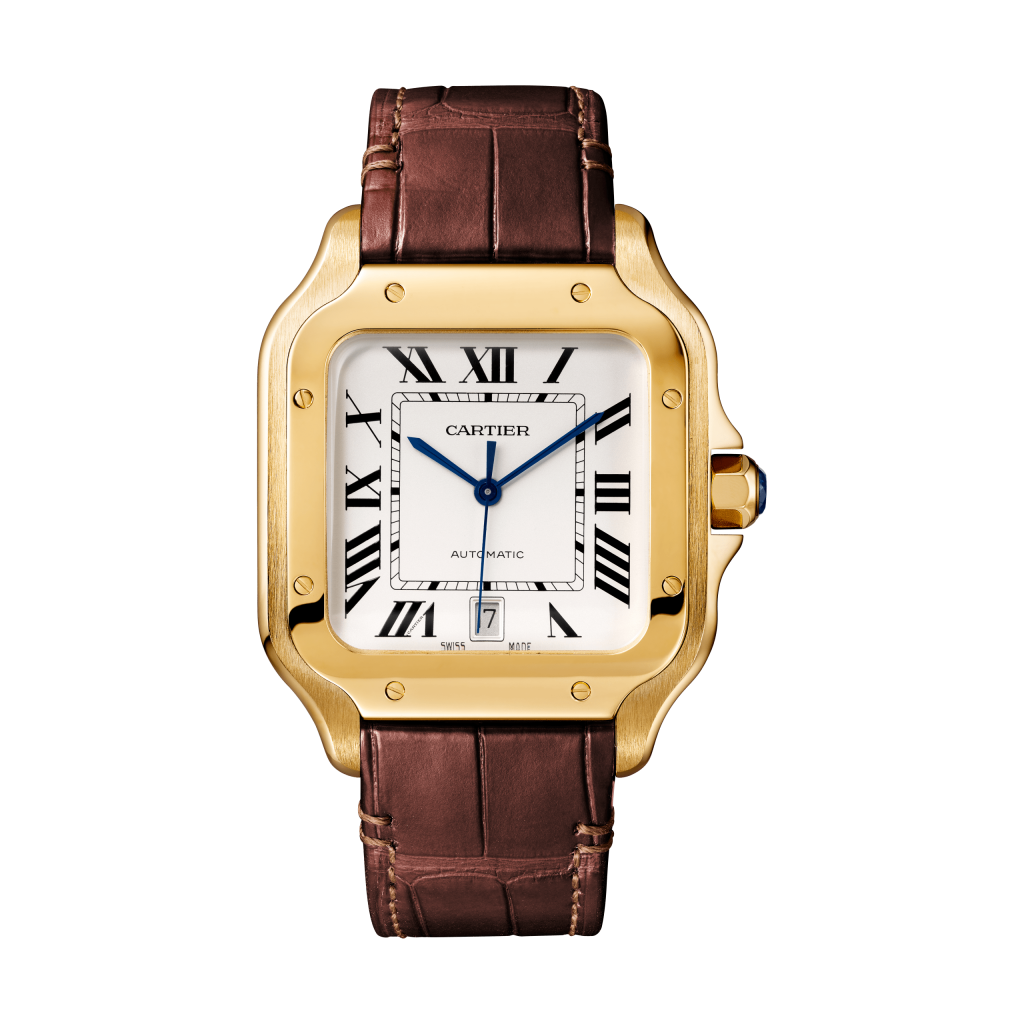 Santos de Cartier 黃K金腕錶，大型款 皮帶款 3