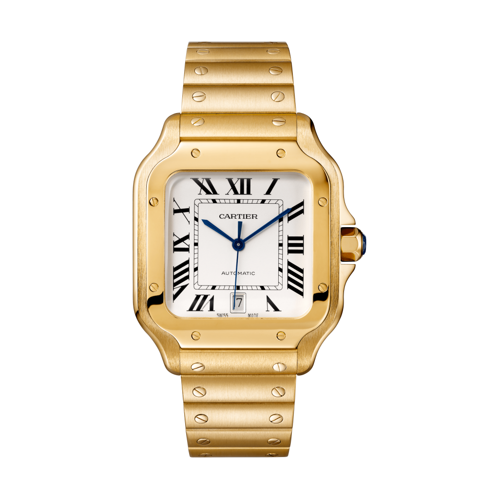 Santos de Cartier 黃K金腕錶，大型款 鍊帶款 3