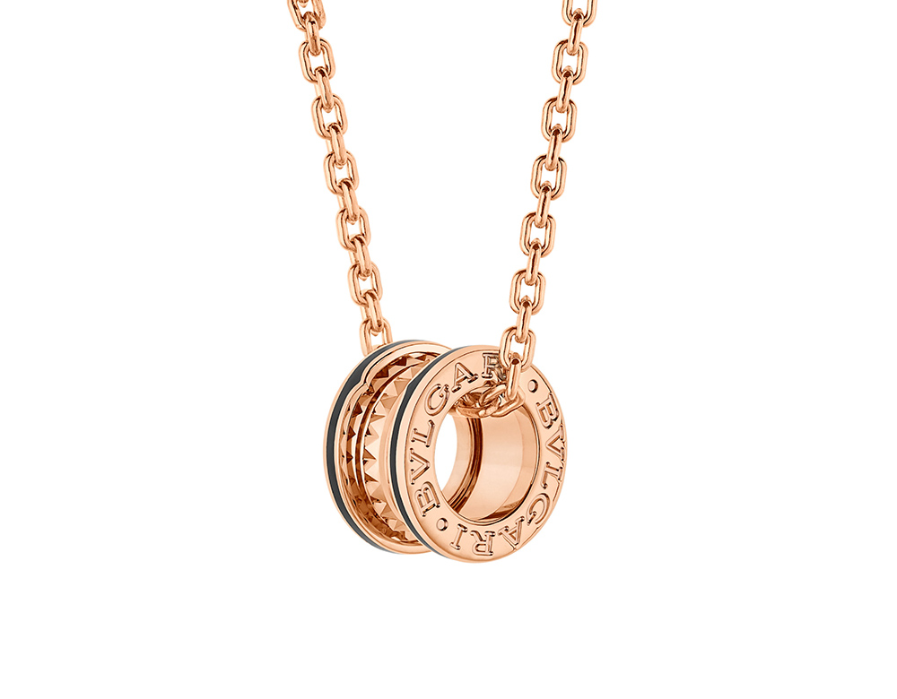 BVLGARI B.zero1 Rock系列玫瑰金黑陶瓷項鍊 參考售價：約新台幣143100元358350
