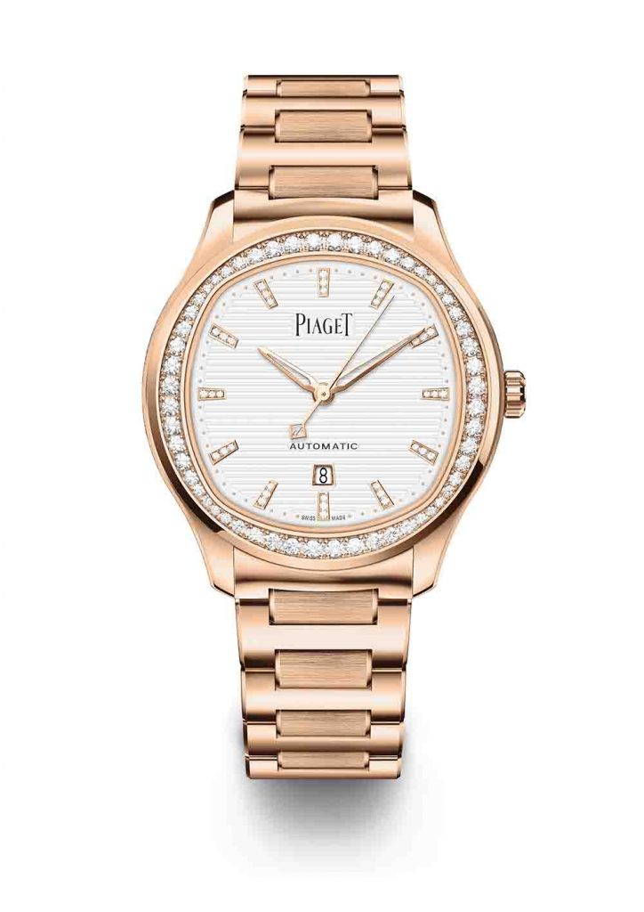 PIAGET Polo系列月白色日期顯示18K玫瑰金鑽石腕錶，建議售價NT1550000 G0A46020
