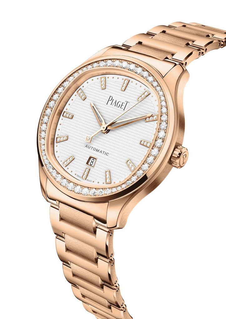 PIAGET Polo系列月白色日期顯示18K玫瑰金鑽石腕錶，建議售價NT1550000 G0A46020 側面圖