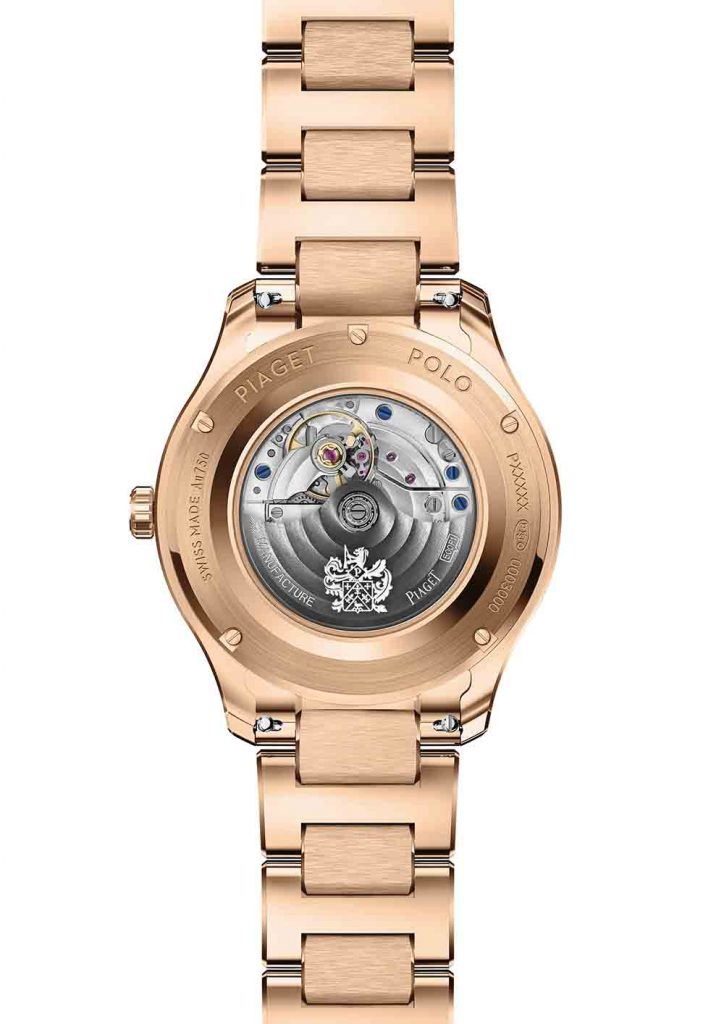 PIAGET Polo系列月白色日期顯示18K玫瑰金鑽石腕錶，建議售價NT1550000 G0A46020 背面圖