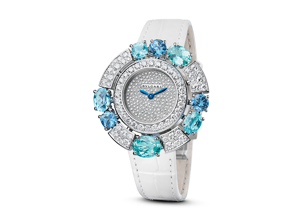 103536 BVLGARI ALLEGRA系列白K金彩寶腕錶 參考售價：約新台幣5638000元