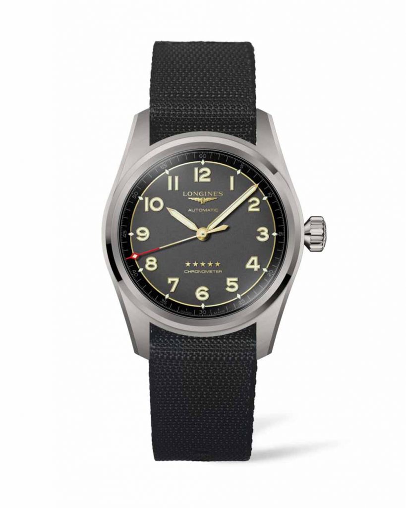 Longines 浪琴表 Spirit 先行者系列鈦金屬Nato 錶帶腕錶L3.810.1.53.2，40mm 建議售價NT86500