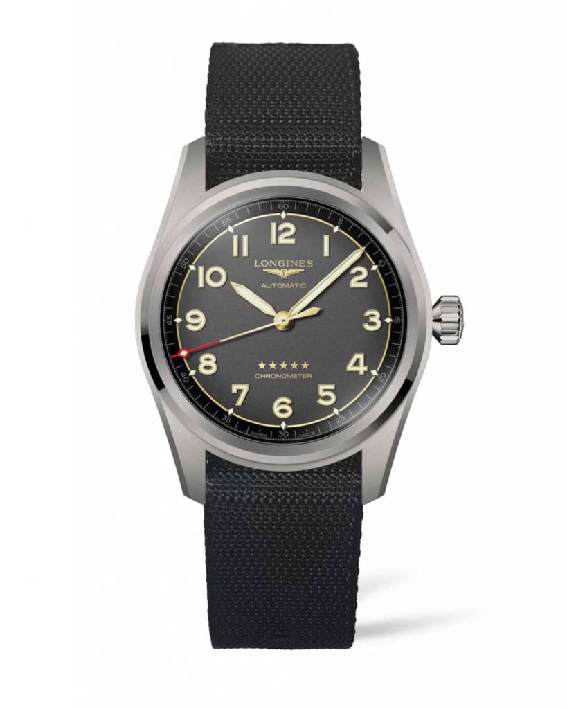 Longines 浪琴表 Spirit 先行者系列鈦金屬Nato 錶帶腕錶L3.811.1.53.2， 42mm建議售價NT89900
