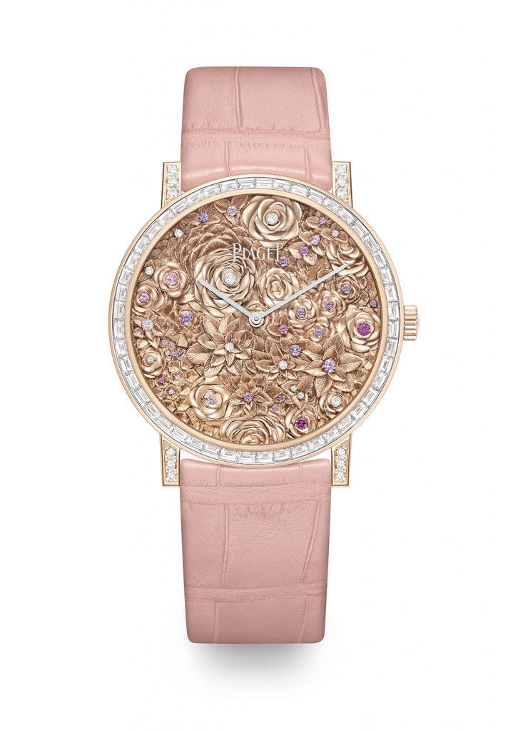 PIAGET Altiplano系列18K玫瑰金金雕玫瑰超薄手動上鍊腕錶，建議售價NT5100000 G0A46219