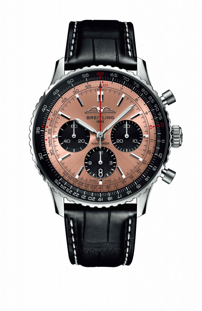 40 BREITLING Navitimer B01 Chronograph 43航空計時精鋼腕錶，銅色錶盤皮帶款，建議售價NT 272000