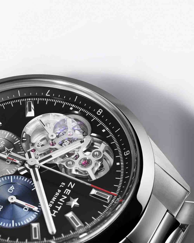 ZENITH真力时CHRONOMASTER旗舰系列 Open开心腕表，标志性三色表盘设计，保留El Primero设计中独树一帜的经典元素