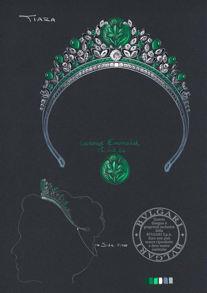 269312 BVLGARI JUBILEE EMERALD GARDEN頂級珠寶皇冠 草稿圖 1