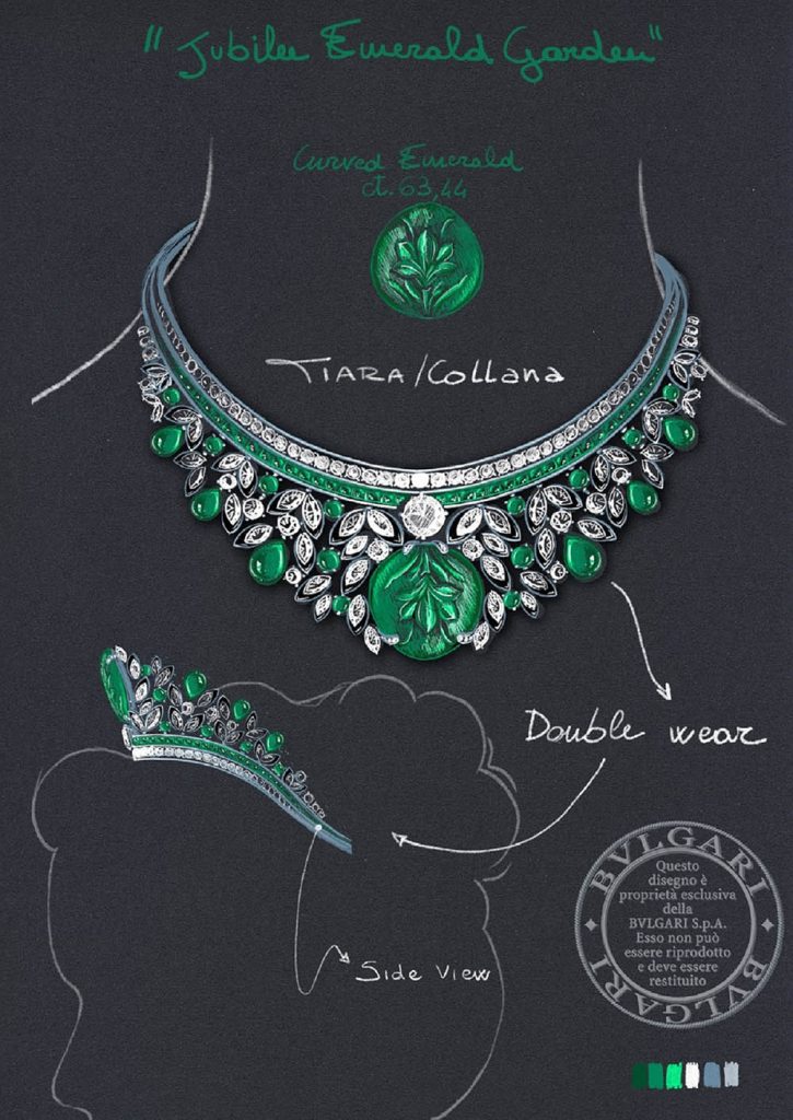 269312 BVLGARI JUBILEE EMERALD GARDEN頂級珠寶皇冠 草稿圖 2