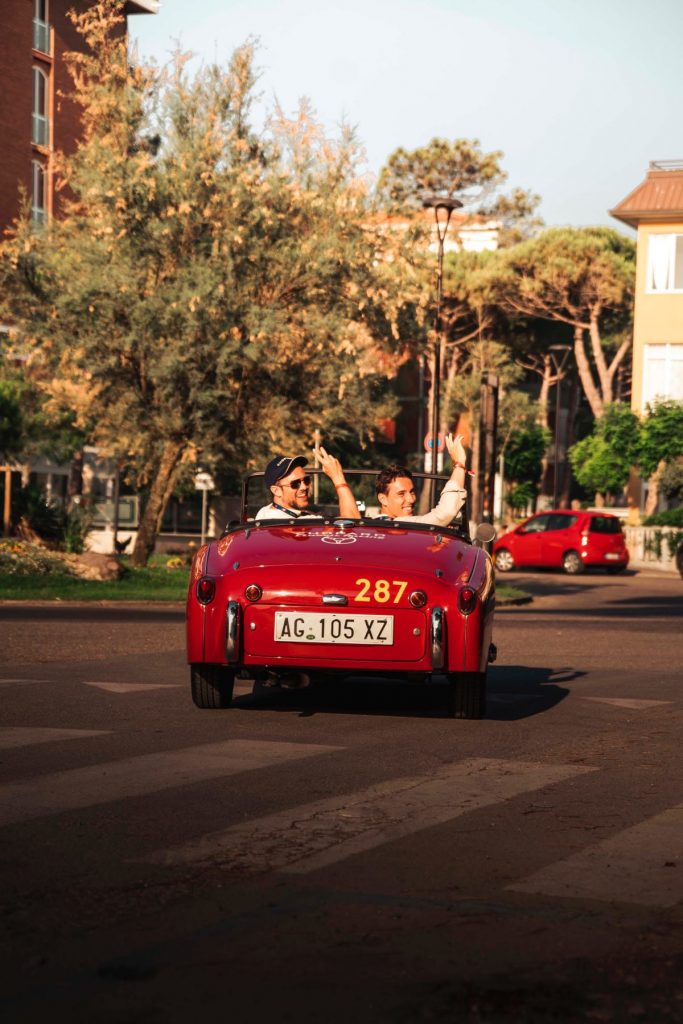 Paolo Stella and Alessandro Marinella at the wheel of the Triumph TR3 Sports 1