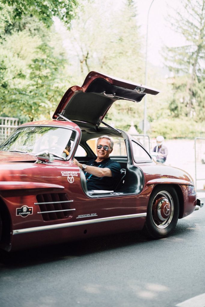 SKarl Friedrich Scheufele at the wheel of his Mercedes Benz 300SL 1