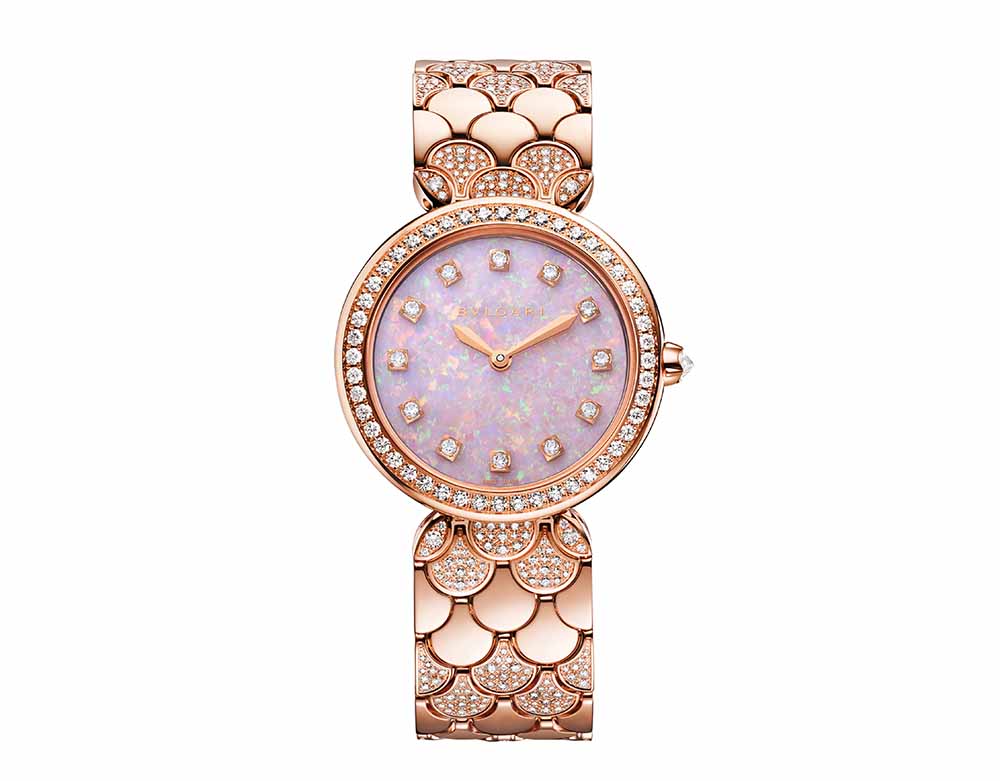 103647 BVLGARI Divas Dream系列粉色蛋白石面盤珠寶腕錶 參考售價：約新台幣2154000元 2
