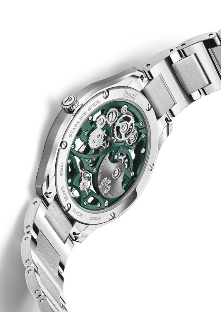 PIAGET Polo系列孔雀綠鏤空超薄精鋼腕錶，建議售價NT960000 G0A47008 背面圖