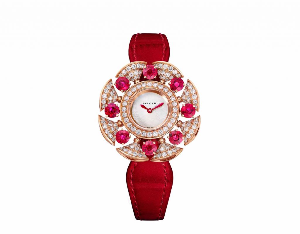 103754 BVLGARI DIVAS DREAM珠寶腕錶 鑽石與紅寶石款 參考售價：約新台幣2222000元 1
