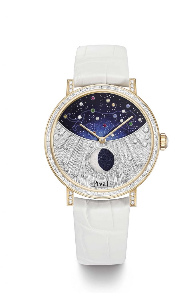 PIAGET Altiplano系列月相顯示18K玫瑰金彩色寶石頂級珠寶腕錶 白虎，建議售價NT4470000 G0A47108