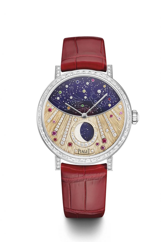 PIAGET Altiplano系列月相顯示18K白金彩色寶石頂級珠寶腕錶 朱雀，建議售價NT4470000 G0A47107