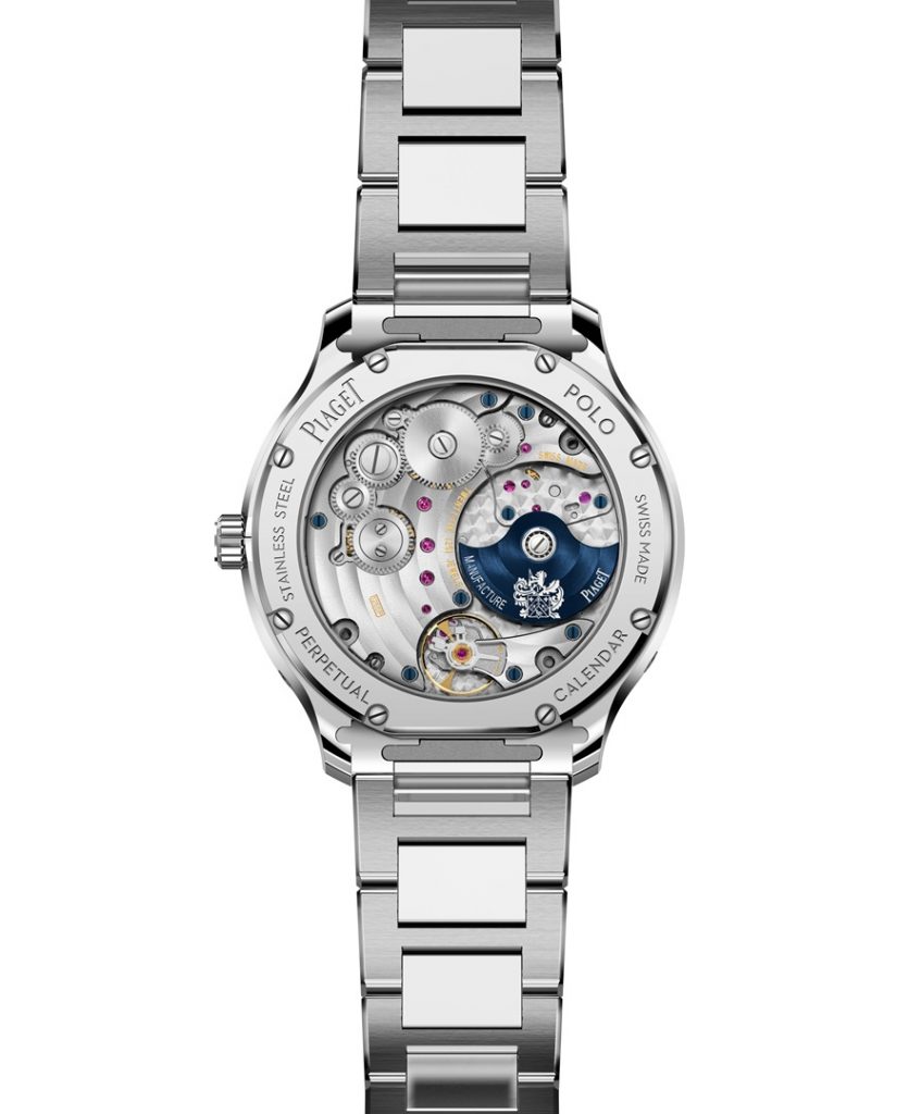 【發布日期請於2月6日8PM後】PIAGET Polo系列礦石綠超薄萬年曆自動腕錶，搭載1255P機芯 G0A48005 背面圖