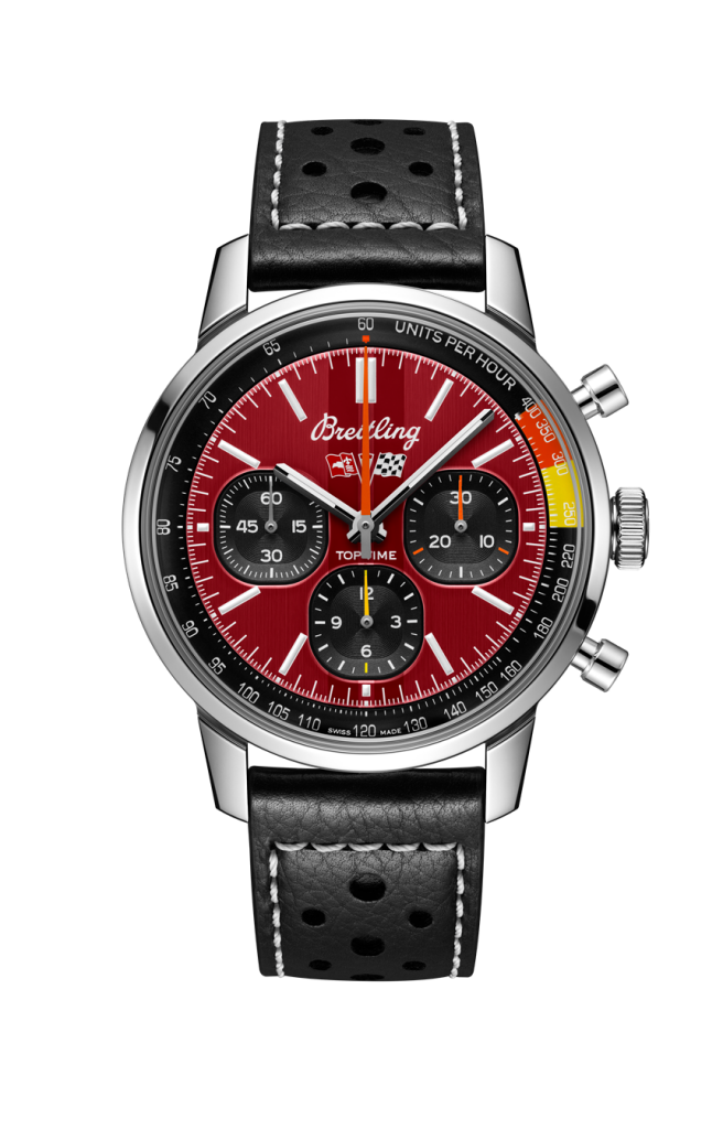 09 BREITLING Top Time B01 Chevrolet Corvette計時腕錶，黑色小牛皮錶帶，建議售價 NT 236000