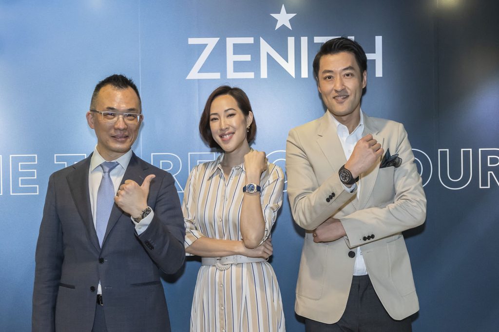 真力時台灣區品牌總監張至真（左起）、品牌摯友Melody Hsu與Hit FM耐玩DJ Bryan合影。