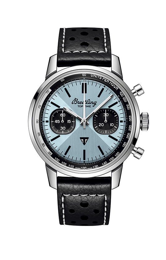 BREITLING Top Time B01 Deus計時腕錶，黑色皮帶款，