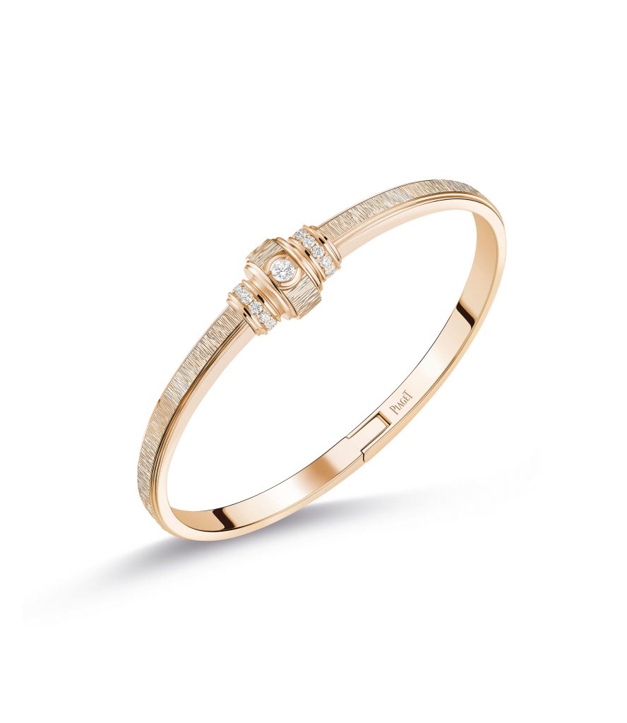 PIAGET Possession系列18K玫瑰金宮廷式雕刻飾紋鑽石手鐲，建議售價NT390000 G36P3A00 拷貝