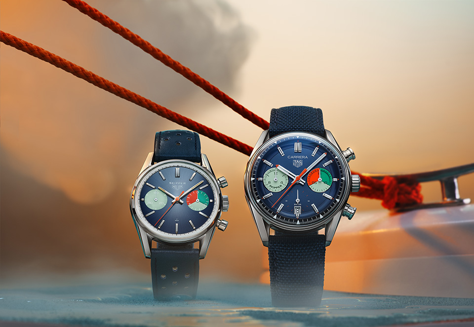 左首款Skipper計時腕錶與右全新版本TAG Heuer Carrera Skipper 帆船計時腕錶，參考編號：CBS2213.FN6002 建議售價：NT222100 形象圖6