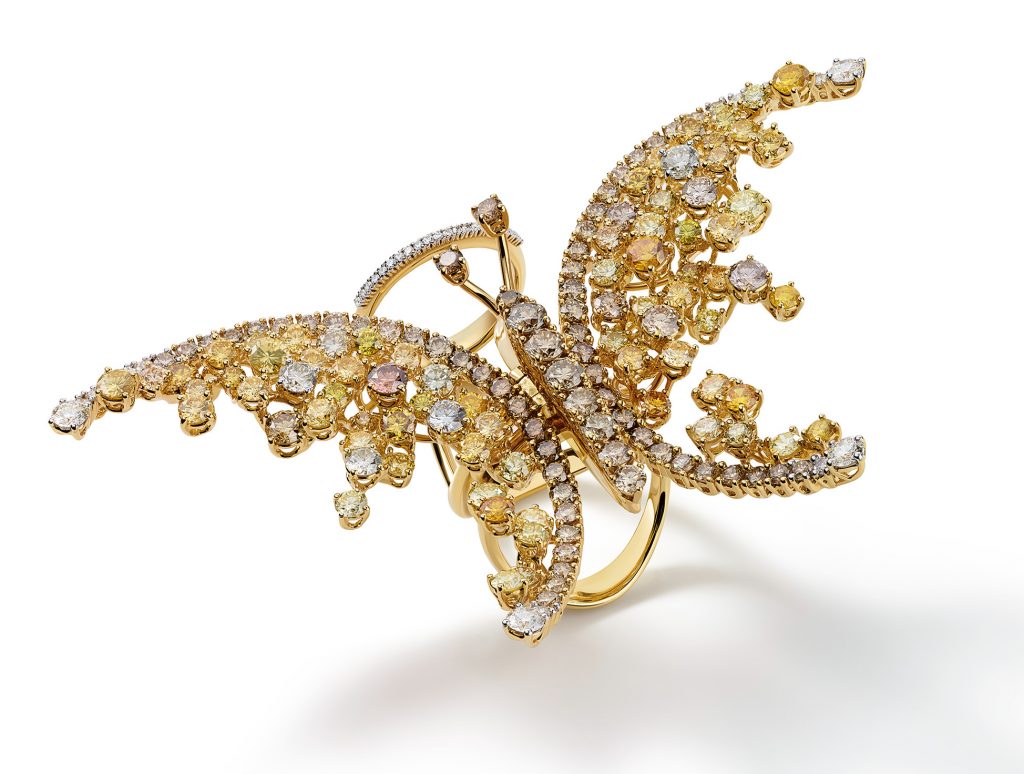DAMIANI Animalia時尚動物園系列彩鑽蝴蝶戒指，建議售價2560000元