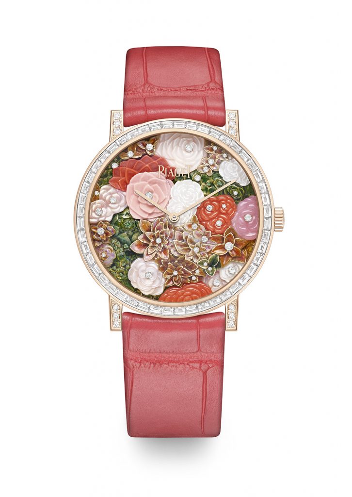 PIAGET Altiplano至臻超薄系列玫瑰藝術工藝腕錶，建議售價約NT9250000 G0A46216