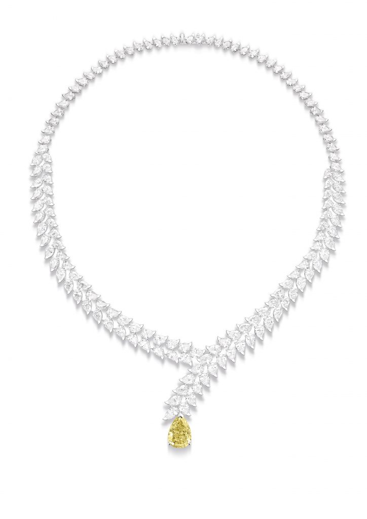 PIAGET Wings of Light頂級珠寶系列18K白金黃鑽項鍊，建議售價約NT54500000 G37Q8901