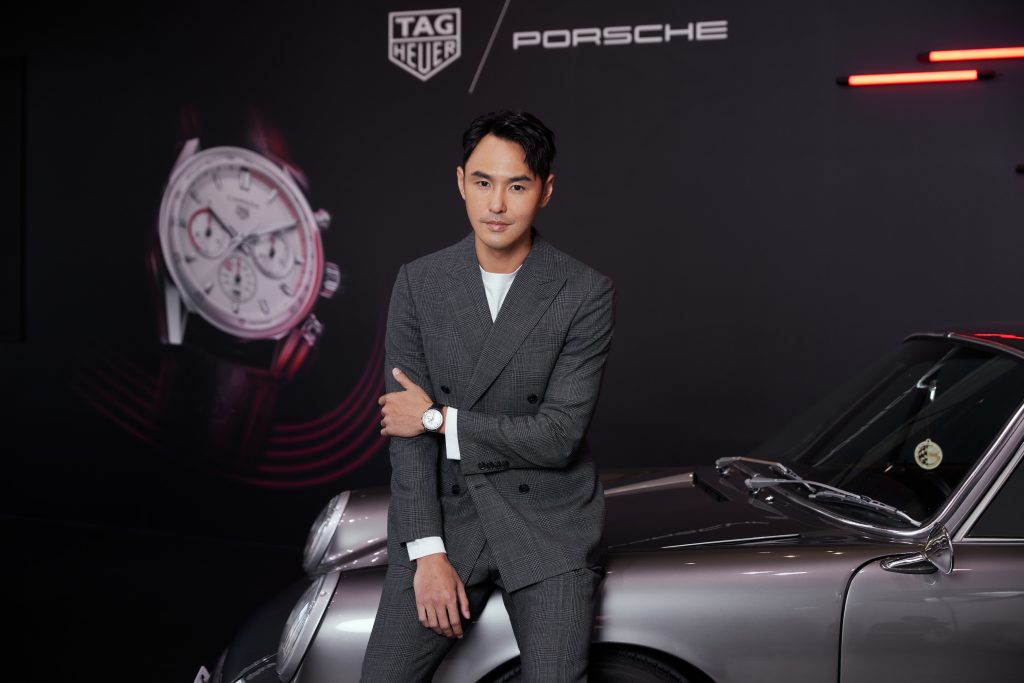 演員阮經天出席TAG Heuer Carrera Chronosprint x Porsche 計時腕錶上市記者會，帥氣演繹泰格豪雅與保時捷攜手打造的全新創意結晶 3