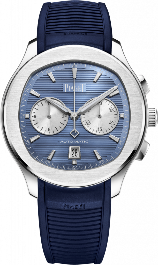 PIAGET Polo系列冰河藍精鋼計時碼錶，建議售價NT620000 G0A480241