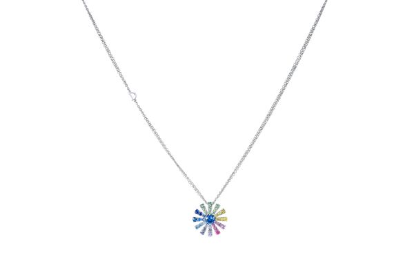 DAMIANI Margherita瑪格麗特18K白金Rainbow彩虹長鍊，建議售價NT 356000