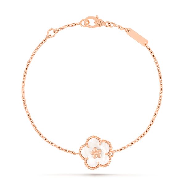 Lucky Spring手鍊，梅花。18K 玫瑰金、珍珠母貝