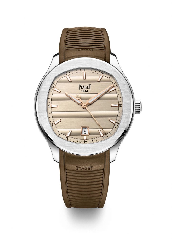 PIAGET Polo系列42毫米日期顯示自動上鍊腕錶，搭配深卡其色橡膠錶帶，伯爵150週年紀念款，全球限量300只 G0A49023