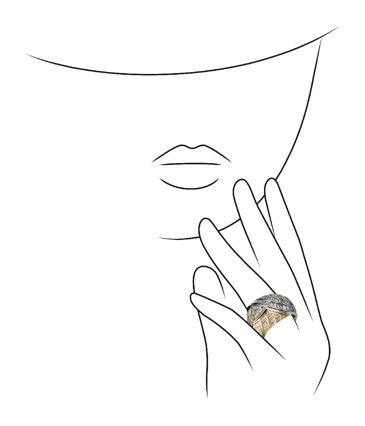 DAMIANI 1992年獲獎作品，CARESSE擁抱 佩戴示意