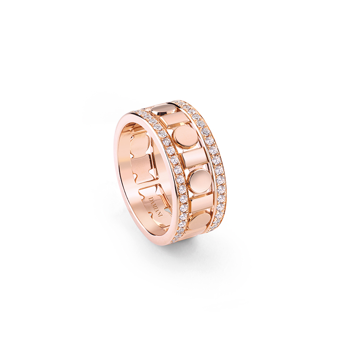 DAMIANI Belle Epoque Reel系列18K玫瑰金鑽石寬版戒指，參考價格NT 177300