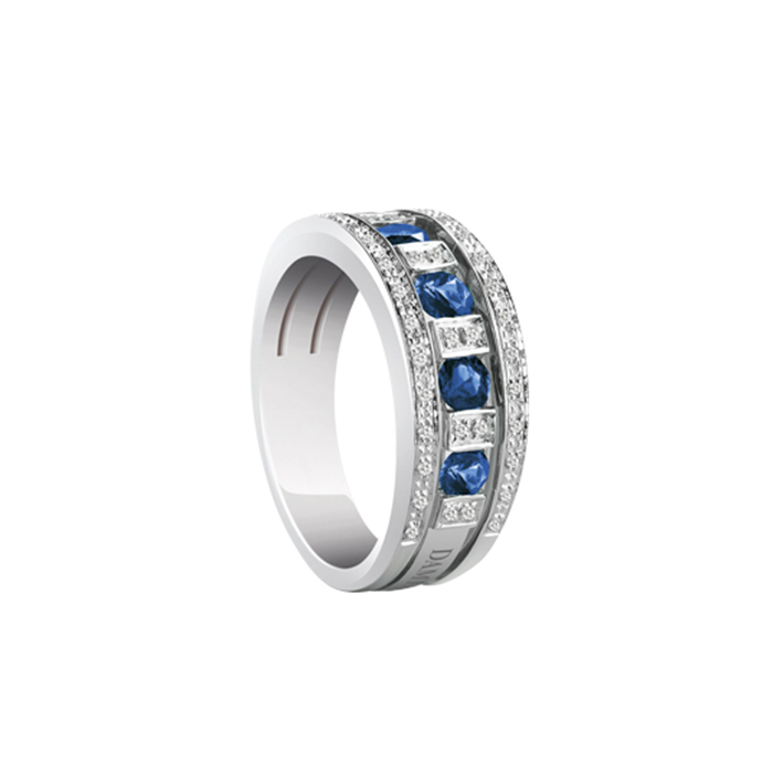 DAMIANI Belle Epoque 美好年代系列 18K 白金藍寶石鑽石戒指，參考價格NT 218200