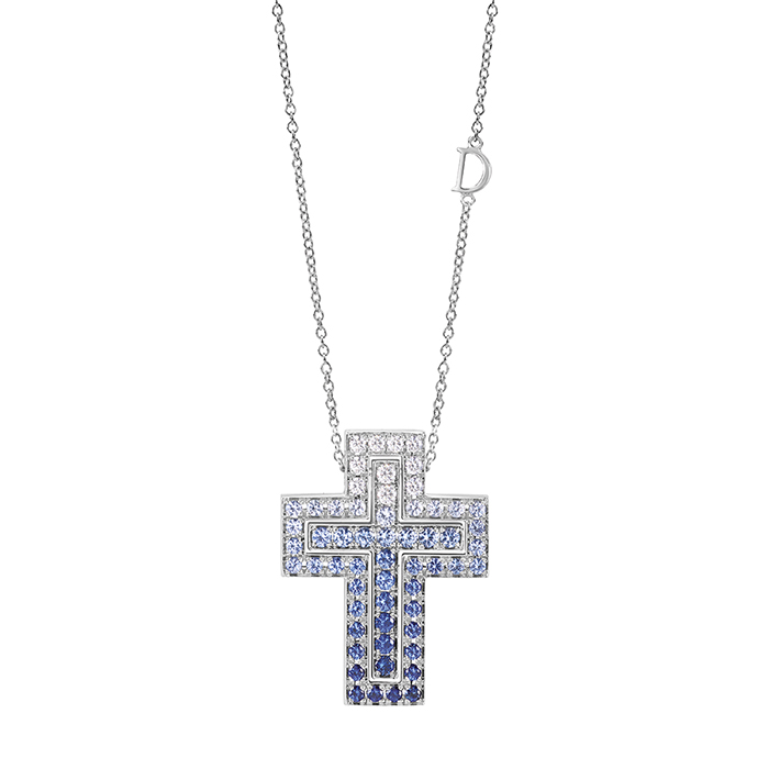 DAMIANI Belle Epoque美好年代系列18K白金藍寶石鑽石項鍊，價格請店洽。
