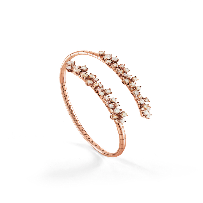 DAMIANI Mimosa Flexi含羞草系列18K玫瑰金鑽石手環，參考價格NT 272500