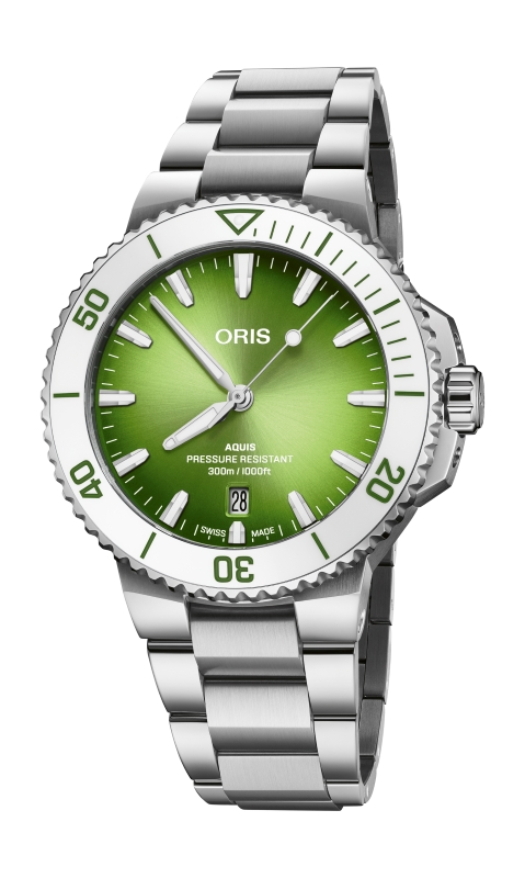 Oris Aquis日期腕錶，建議售價NT75800綠