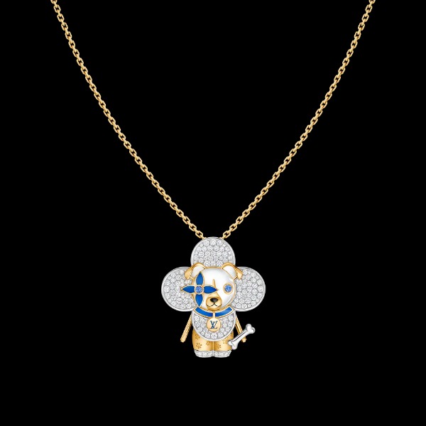 resized 【獨家商品】VIVIENNE DRAGON 吊墜 配黃K金、白K金、亮漆、鑽石及藍寶石 1530000 型號 Q93982 藍寶石，166顆鑽石，共約1.9克拉